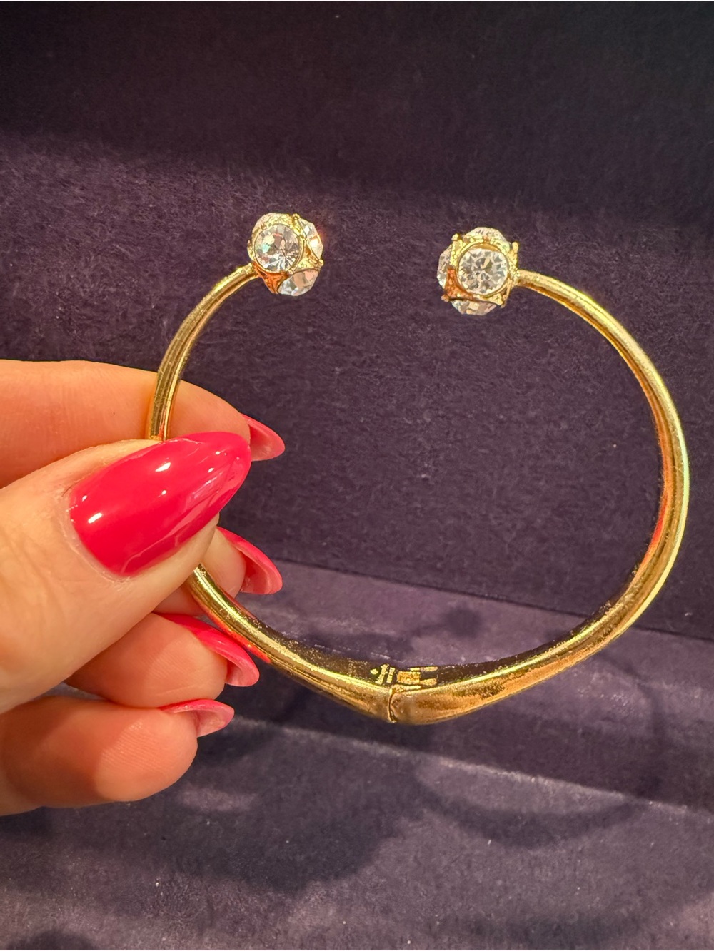 kate spade Gold Open Bangle with Clear Crystal Ends